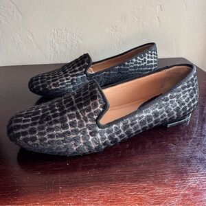 Antonio Melani Georgie Flat Loafers Black Fur Metallic
